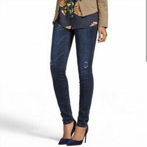 CAbi Style #3194 Dark Dusk Curvy Skinny Distressed Jeans- Size 6